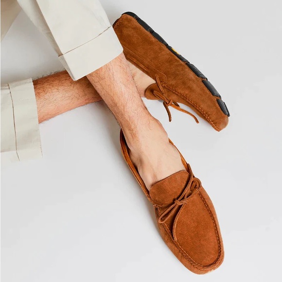 Cobbler Union Cognac Suede Lace up Moccasins, genuine leather, Vibram soles - Picture 1 of 9